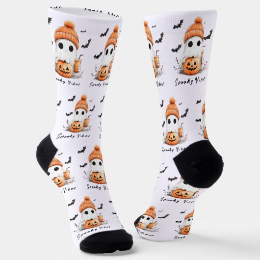 Pumpkin Spice Spooky Vibes Personalisiert Socken (Gewinkelt)