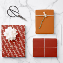 Pumpkin Spice weiße Skript Happy Thanksgiving Geschenkpapier Set