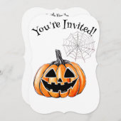 Pumpkin & Spider Web-Halloween-Party Einladung (Vorne/Hinten)