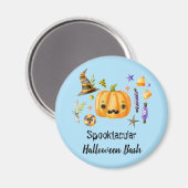 Pumpkin Spooktacular Halloween Bash Party Blue Magnet (Vorderseite/Rückseite)