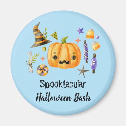 Pumpkin Spooktacular Halloween Bash Party Blue Magnet (Vorne)