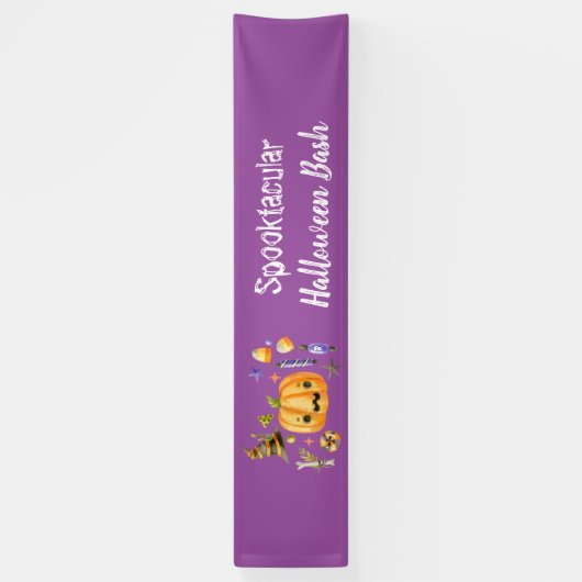 Pumpkin Spooktacular Halloween Bash Party Lila Banner (Vertikal)