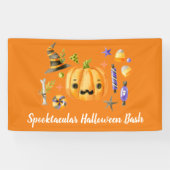 Pumpkin Spooktacular Halloween Bash Party Orange Banner (Horizontal)