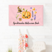 Pumpkin Spooktacular Halloween Bash Party Pink Banner (Insitu)
