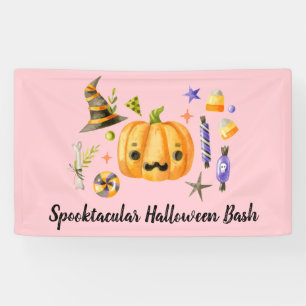 Pumpkin Spooktacular Halloween Bash Party Pink Banner