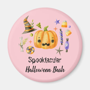 Pumpkin Spooktacular Halloween Bash Party Pink Magnet