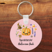 Pumpkin Spooktacular Halloween Bash Party Pink Schlüsselanhänger (Vorderseite)
