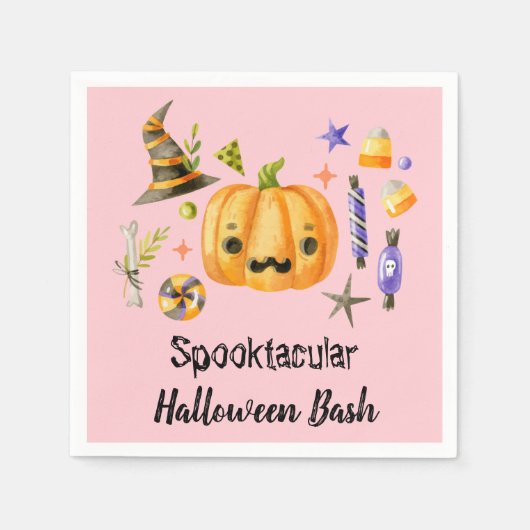 Pumpkin Spooktacular Halloween Bash Party Pink Serviette (Vorderseite)