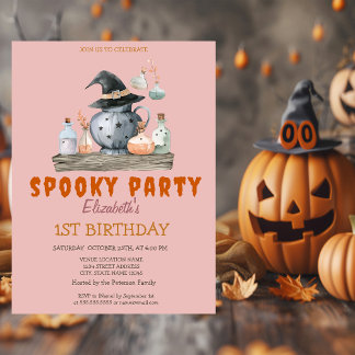 Pumpkin Spooky Party Streifen Geburtstag Einladung