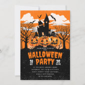 Pumpkin Spuk House Halloween-Party Einladung (Vorderseite)