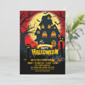 Pumpkin Spuk House Spooktacular Halloween-Party Einladung (Stehend Vorderseite)