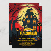 Pumpkin Spuk House Spooktacular Halloween-Party Einladung (Vorne/Hinten)