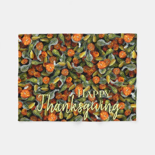 Pumpkin, Squash Autumn Harvest Blanket Fleecedecke (Vorderseite (Horizontal))