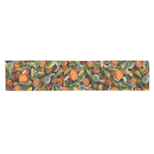 Pumpkin, Squash Autumn Harvest Table Runner Kurzer Tischläufer (Horizontal)
