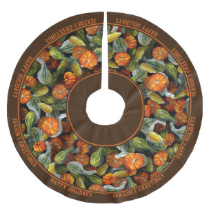 Pumpkin, Squash Autumn Harvest Tree Skirt Polyester Weihnachtsbaumdecke