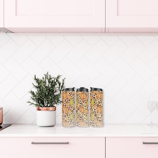 Pumpkin Squash Fall Leopard Print Thermosbecher