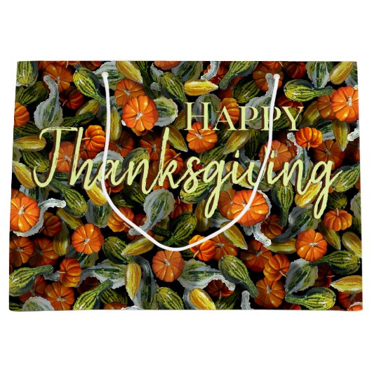 Pumpkin, Squash Herbst ernten große Geschenktasche Geschenktüte (Vorderseite)