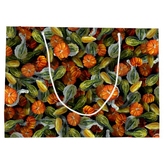 Pumpkin, Squash Herbst ernten große Geschenktasche Geschenktüte (Rückseite)