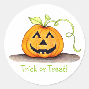 Pumpkin-Sticker "Trick or Treat" Runder Aufkleber