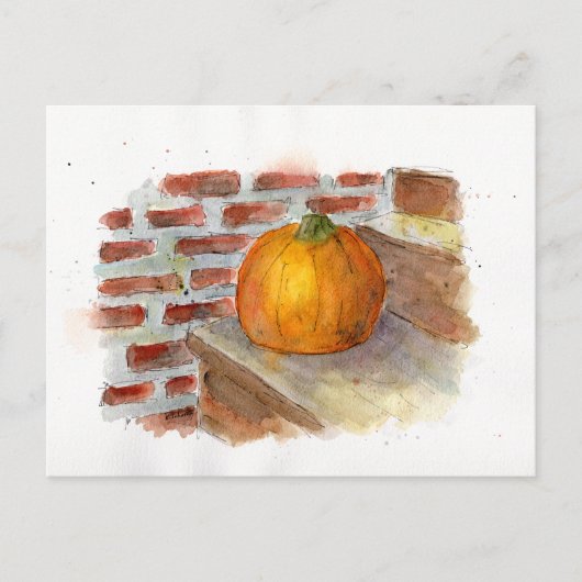 Pumpkin Still Life Wasserfarbe Pumpkin Postcard Postkarte (Vorderseite)