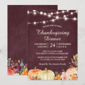 Pumpkin String Lights Erntedank Dinner Einladung (Vorne/Hinten)