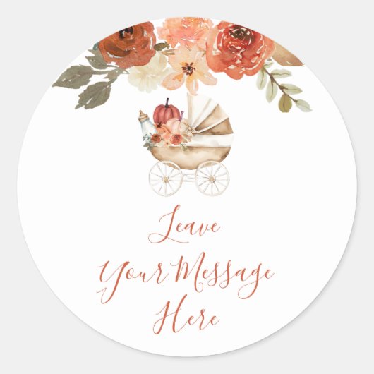 Pumpkin Stroller Baby Shower Leave Your Message Runder Aufkleber (Vorderseite)