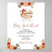 Pumpkin Stroller Floral Baby Shower Baby Sock Hunt Poster (Vorne)