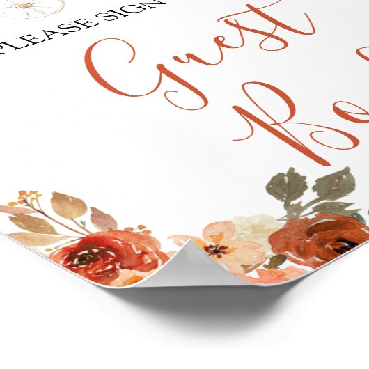 Pumpkin Stroller Floral Baby Shower Guest Book Poster (Ecke)