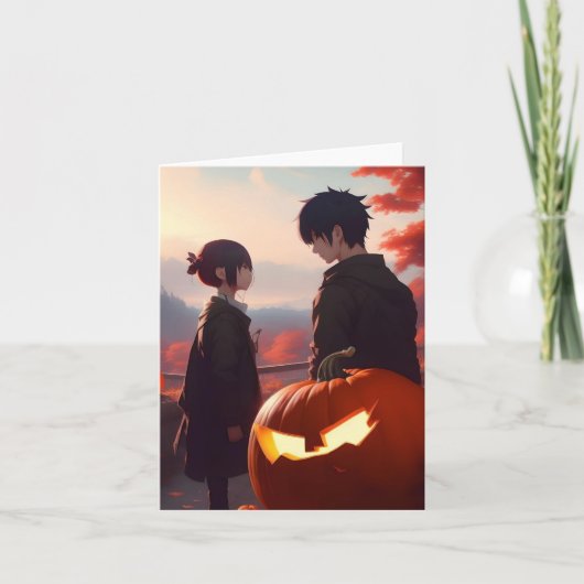 Pumpkin-Studie - Anime - AI - E Feiertagskarte (Vorderseite)