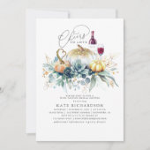 Pumpkin Succulents Fall Weinprobe Brautparty Einladung (Vorderseite)