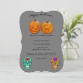 Pumpkin Sugar Skull Halloween-Party Einladung (Stehend Vorderseite)