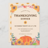 Pumpkin Sunblumen Erntedank Dinner Einladung (Vorne/Hinten)