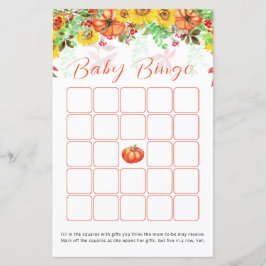 Pumpkin Sunflower Baby Dusche Bingo Spiel