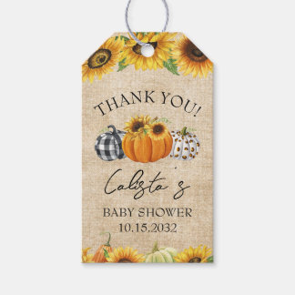 Pumpkin & Sunflower Babydusche Danke für Gi Geschenkanhänger