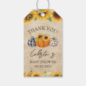 Pumpkin & Sunflower Babydusche Danke für Gi Geschenkanhänger (Rückseite)