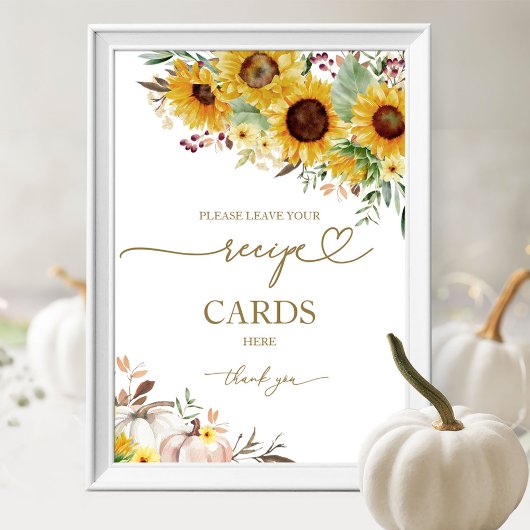 Pumpkin Sunflower Brautparty Rezept Card Signature Poster