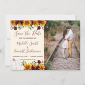 Pumpkin Sunflower Burgundy Save the Date (Vorderseite)