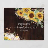 Pumpkin Sunflower Fall Brautparty Advisor Cards (Rückseite)