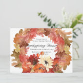 Pumpkin Sunflower Kranz Erntedank Dinner Einladung (Stehend Vorderseite)