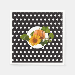 Pumpkin & Sunflower Polka Dot Erntedank Napkins Serviette