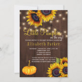 Pumpkin Sunflowers Rustic Barn Wood Baby Dusche Einladung (Vorderseite)