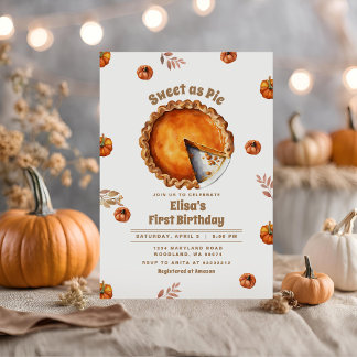 Pumpkin Sweet as Pie Party zum Geburtstag Einladun Einladung