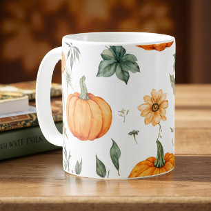 Pumpkin Tasse Orange Wasserfarbe Herbstlaub