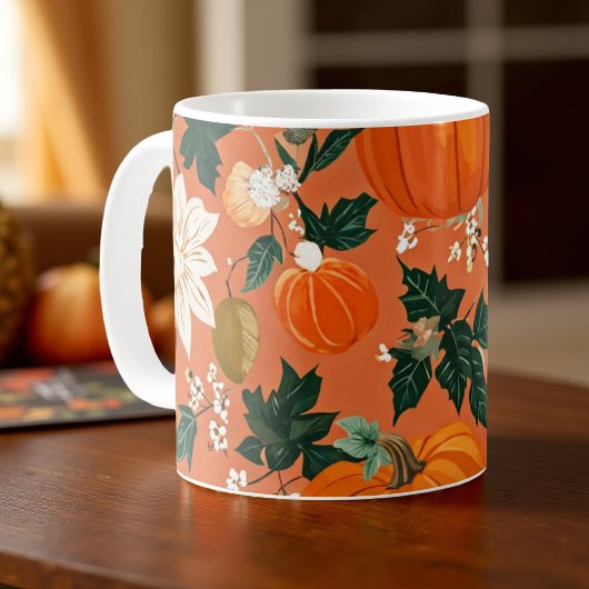 Pumpkin Tasse Orange Wasserfarbe Herbstlaub