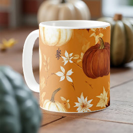 Pumpkin Tasse Orange Wasserfarbe Herbstlaub