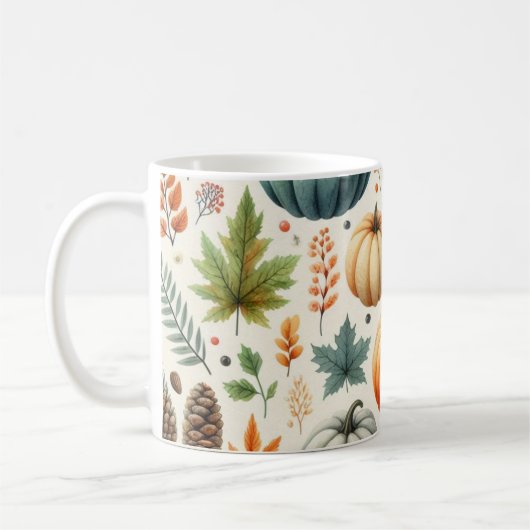Pumpkin-Tasse Wasserfarbe Herbstlaub Kaffeetasse (Links)