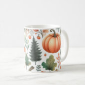 Pumpkin-Tasse Wasserfarbe Herbstlaub Kaffeetasse (VorderseiteRechts)
