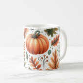 Pumpkin-Tasse Wasserfarbe Herbstlaub Kaffeetasse (VorderseiteRechts)