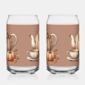 Pumpkin Teapot mit Fall Florals Illustration Dosenglas (Links)