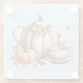 Pumpkin Teapot mit Fall Florals Illustration Glasuntersetzer (Rückseite)